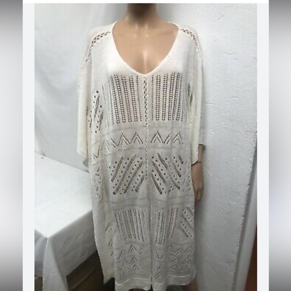 Alice + Olivia Swim Coverup Kaftan Poncho 80% Linen Extra Small/ Small - Picture 6 of 6